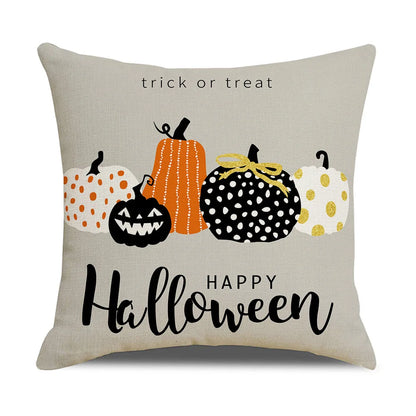 Fall Halloween Pumpkin Cushion Cover 18x18 Inches Trick or Treat Farmhouse Decor Home Throw Pillow Covers for Couch Decorations