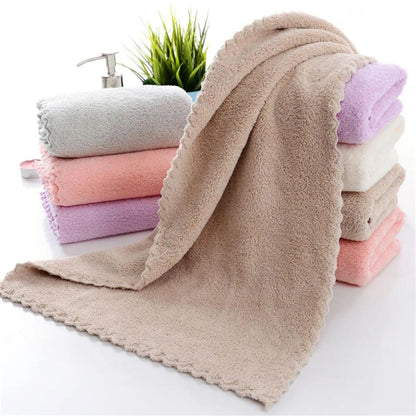 Square Solid Color Bamboo Fiber Soft Face Towel Polyester Hair Hand Bathroom Towels Bath Towel