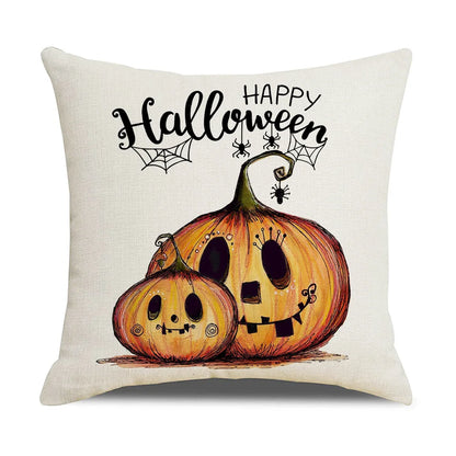 Fall Halloween Pumpkin Cushion Cover 18x18 Inches Trick or Treat Farmhouse Decor Home Throw Pillow Covers for Couch Decorations