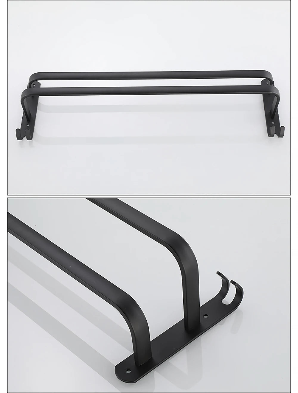 Towel Bar 30-60 CM Multi Rod Holder Bathroom Accessories Wall Rail Organizer Hook Hanger Aluminum Storage Rack Matte Black Shelf