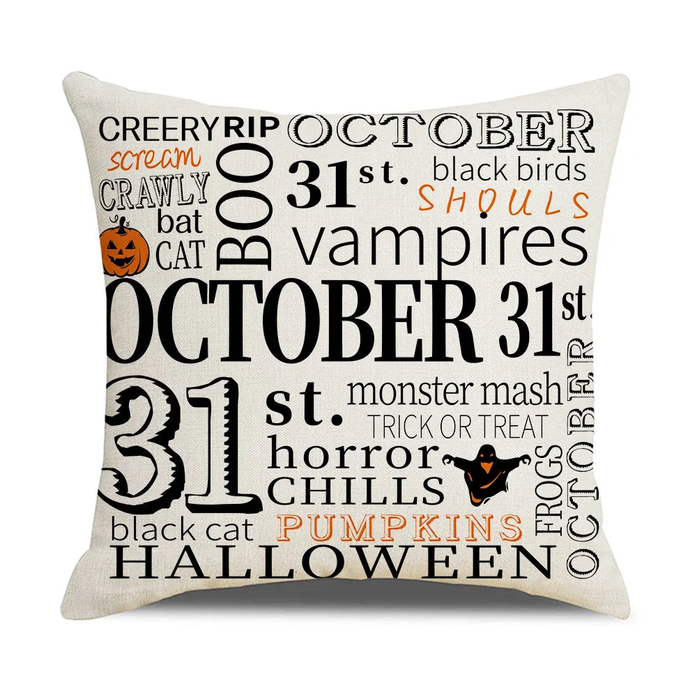 Fall Halloween Pumpkin Cushion Cover 18x18 Inches Trick or Treat Farmhouse Decor Home Throw Pillow Covers for Couch Decorations