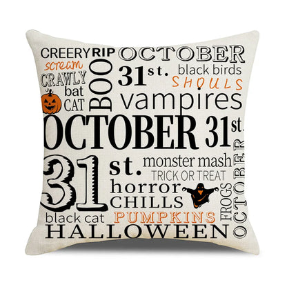 Fall Halloween Pumpkin Cushion Cover 18x18 Inches Trick or Treat Farmhouse Decor Home Throw Pillow Covers for Couch Decorations