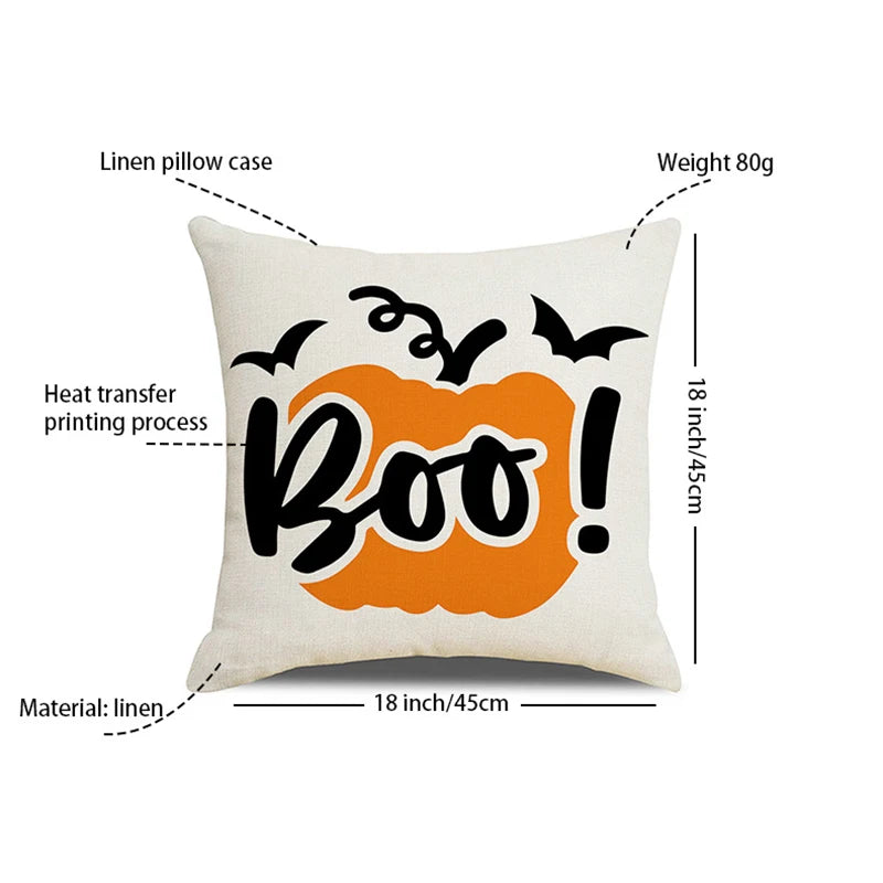 Fall Halloween Pumpkin Cushion Cover 18x18 Inches Trick or Treat Farmhouse Decor Home Throw Pillow Covers for Couch Decorations