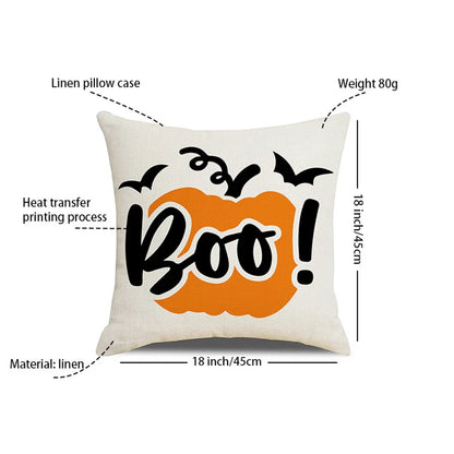 Fall Halloween Pumpkin Cushion Cover 18x18 Inches Trick or Treat Farmhouse Decor Home Throw Pillow Covers for Couch Decorations