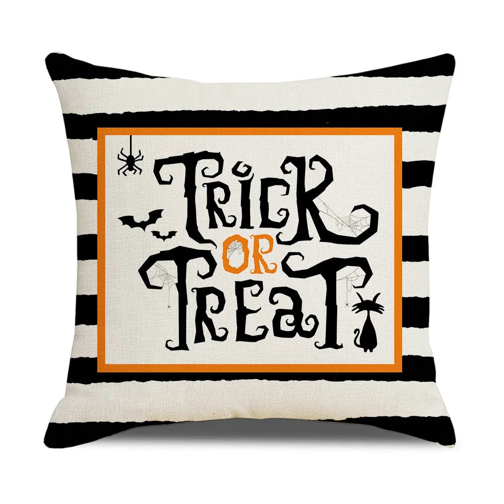 Fall Halloween Pumpkin Cushion Cover 18x18 Inches Trick or Treat Farmhouse Decor Home Throw Pillow Covers for Couch Decorations