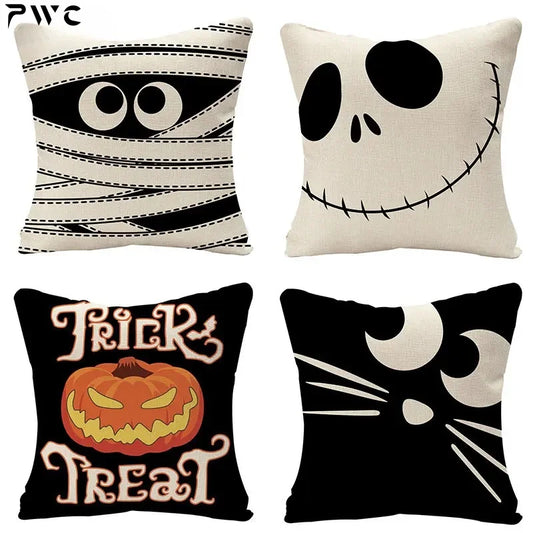 Halloween Fall Cushion Cover 18x18 Inches Trick or Treat Farmhouse Decor Home Throw Pillow Covers for Couch Decorations