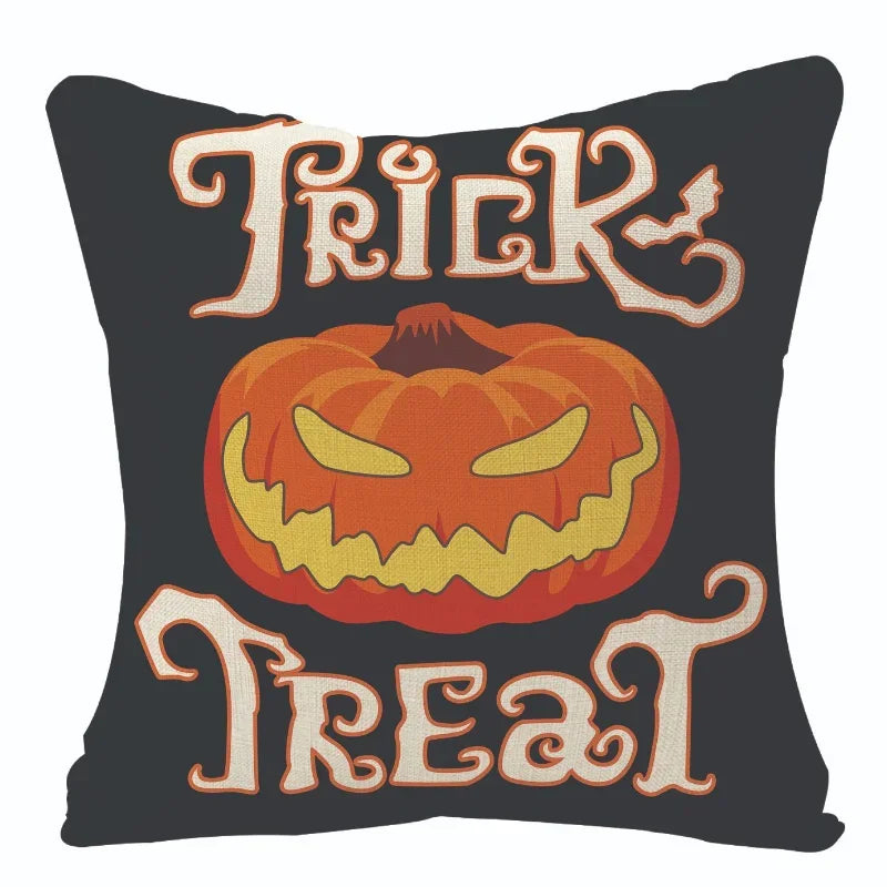 Halloween Fall Cushion Cover 18x18 Inches Trick or Treat Farmhouse Decor Home Throw Pillow Covers for Couch Decorations