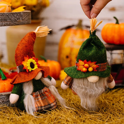 Fall Gnome Pumpkin Maple Sunflower Harvest Autumn Elf Dwarf Plush Faceless Dolls Ornaments for Home Christmas Thanksgiving Decor