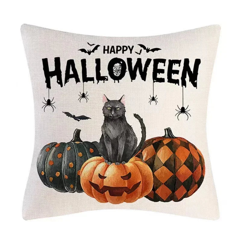 Halloween Fall Cushion Cover 18x18 Inches Trick or Treat Farmhouse Decor Home Throw Pillow Covers for Couch Decorations