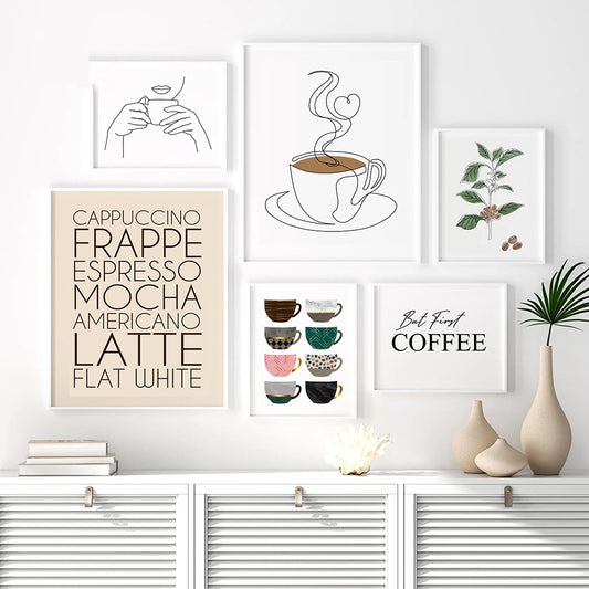 But First Coffee Minimalist Cups Coffee Kitchen Art Prints Posters Nordic Canvas Wall Paintings Pictures Living Room Home Decor