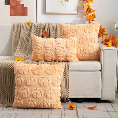 2 Pack Fall Pillow Covers 18"x18" Fluffy Plush Decorative Autumn Throw Pillow Covers For Farmhouse Halloween Home Couch Decor