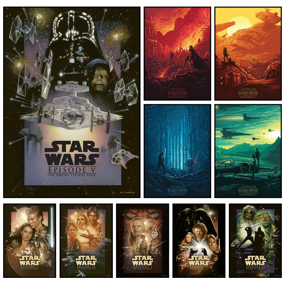 Star Wars Canvas Decorative Painting  Movie Art Mural Retro Poster Modern Home Wall Decoration Gift and Printing Aesthetic