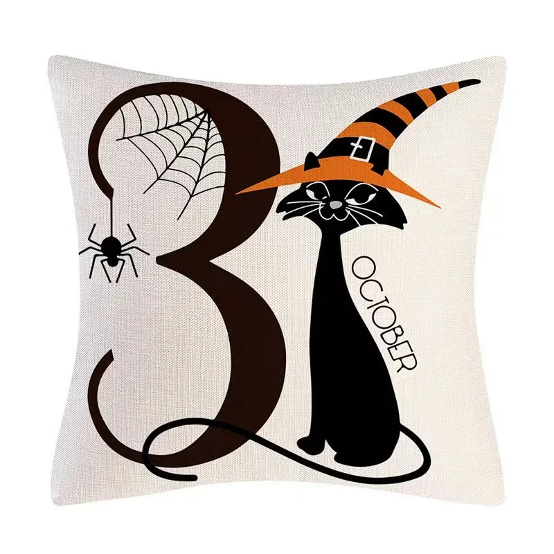 Halloween Fall Cushion Cover 18x18 Inches Trick or Treat Farmhouse Decor Home Throw Pillow Covers for Couch Decorations