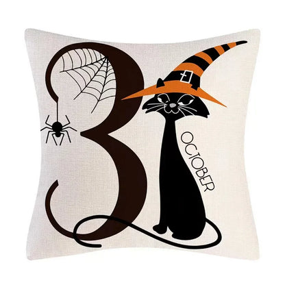 Halloween Fall Cushion Cover 18x18 Inches Trick or Treat Farmhouse Decor Home Throw Pillow Covers for Couch Decorations