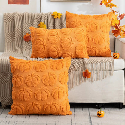 2 Pack Fall Pillow Covers 18"x18" Fluffy Plush Decorative Autumn Throw Pillow Covers For Farmhouse Halloween Home Couch Decor