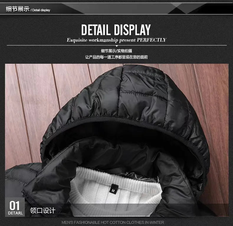 Autumn And Winter Men's Oversized Coat Thick Coat Outdoor Winter Men's Warm Zipper Street Style Coat Plus Size Jacket