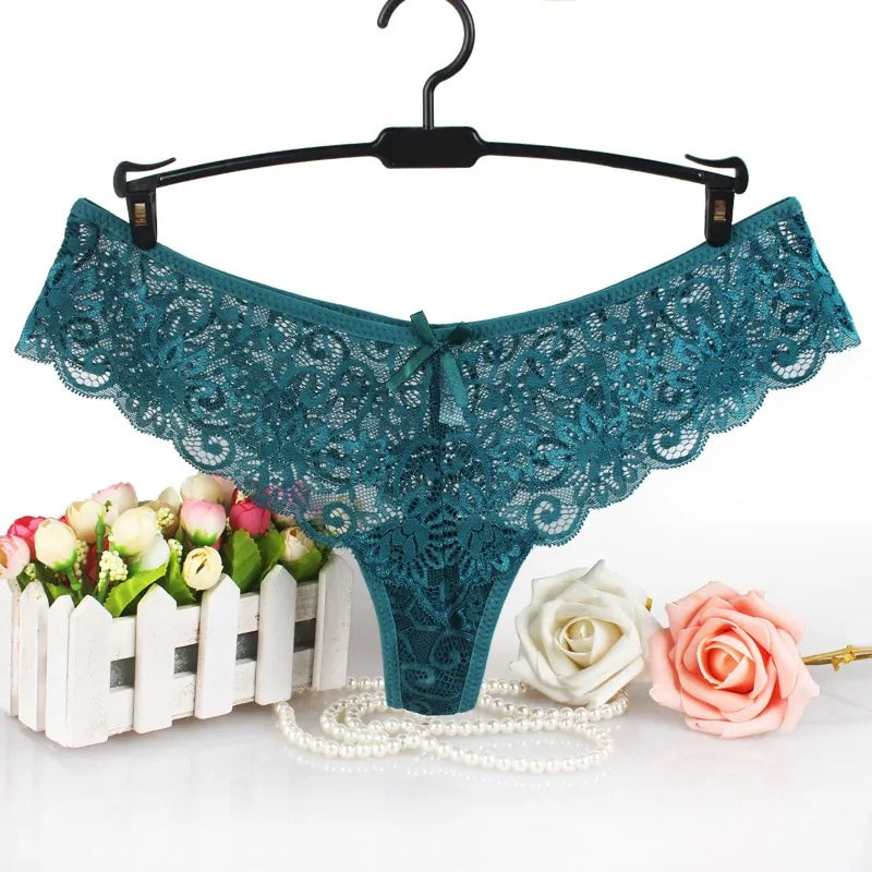 Set of 3 Sexy Lace Thongs G-Strings Low-Rise Panties