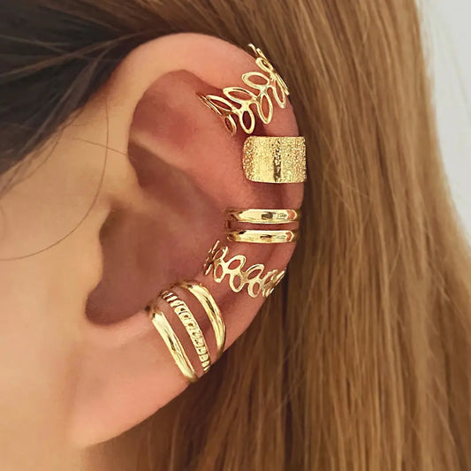 Vintage Gold Color Leaves Ear Cuff