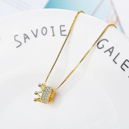 Princess Crown CZ Pendant Necklace: Unique Fine Jewelry for Women